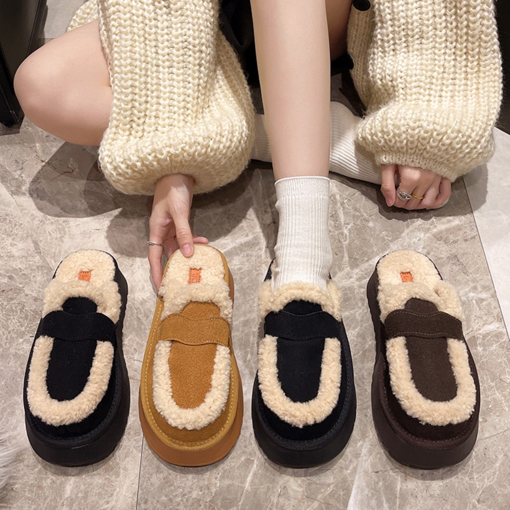 Sewing Cotton - Women Slippers Designer Frosted Leather Winter