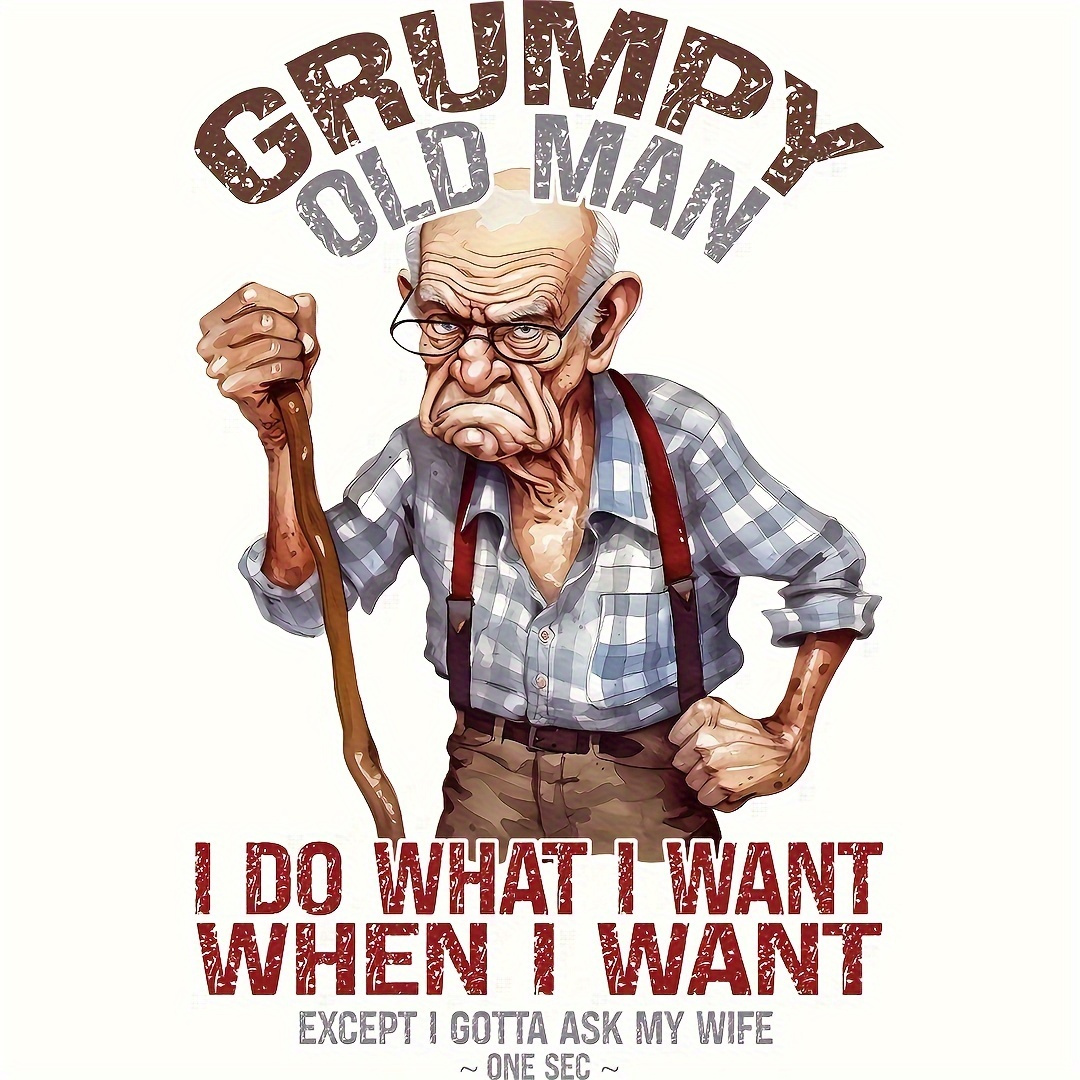 Funny Old Man Quotes Cartoon H - Iron On Patch review and price